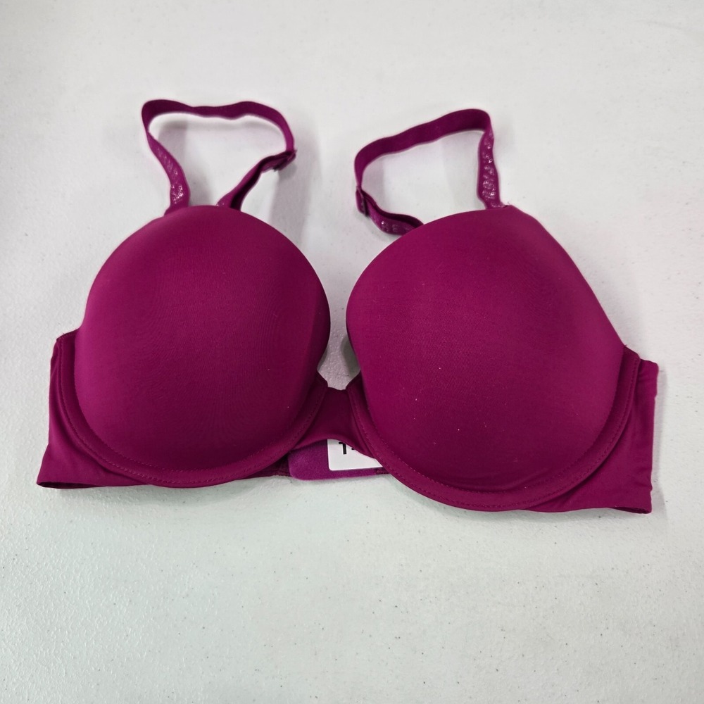 Victoria Secret Women Bra 32D Purple T Shirt Full Coverage Push Up Underwire